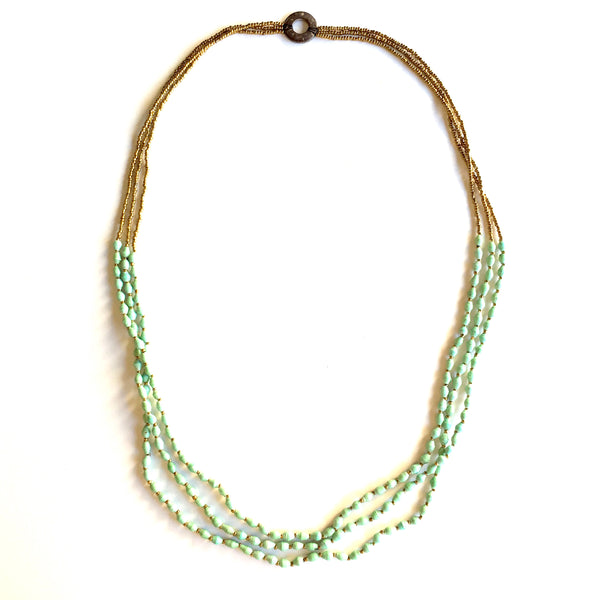 Maasai Triple Strand Recycled Paper Bead Necklace