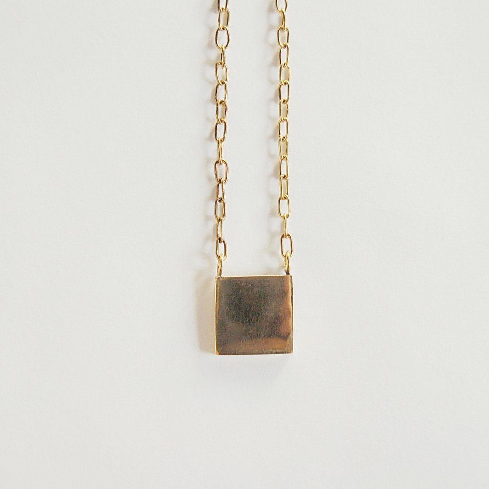 Fair Trade Square Pendant Brass Necklace