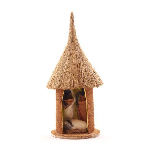Bark Cloth Hut Nativitiy Ornament Holy Family Uganda Africa