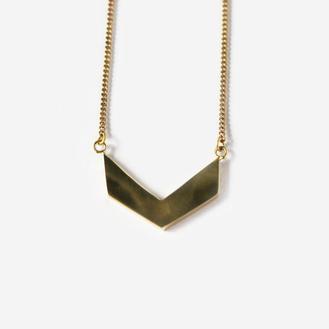 Angle Brass Pendant Necklace