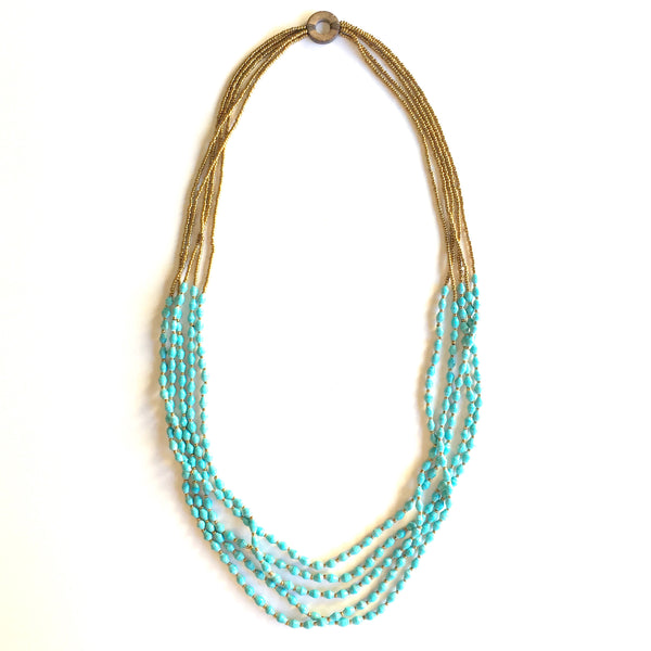 Maasai Five Strand Recycled Paper Bead Necklace