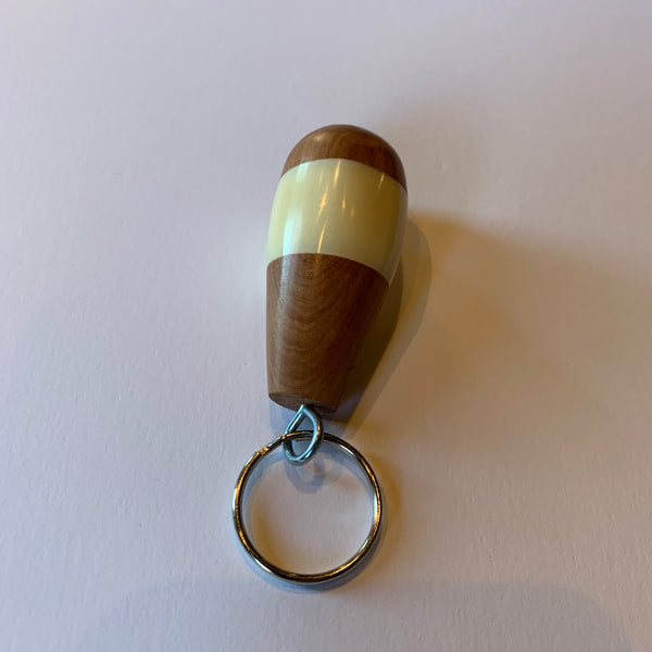Olive Wood and Bone Tear Drop Keychain