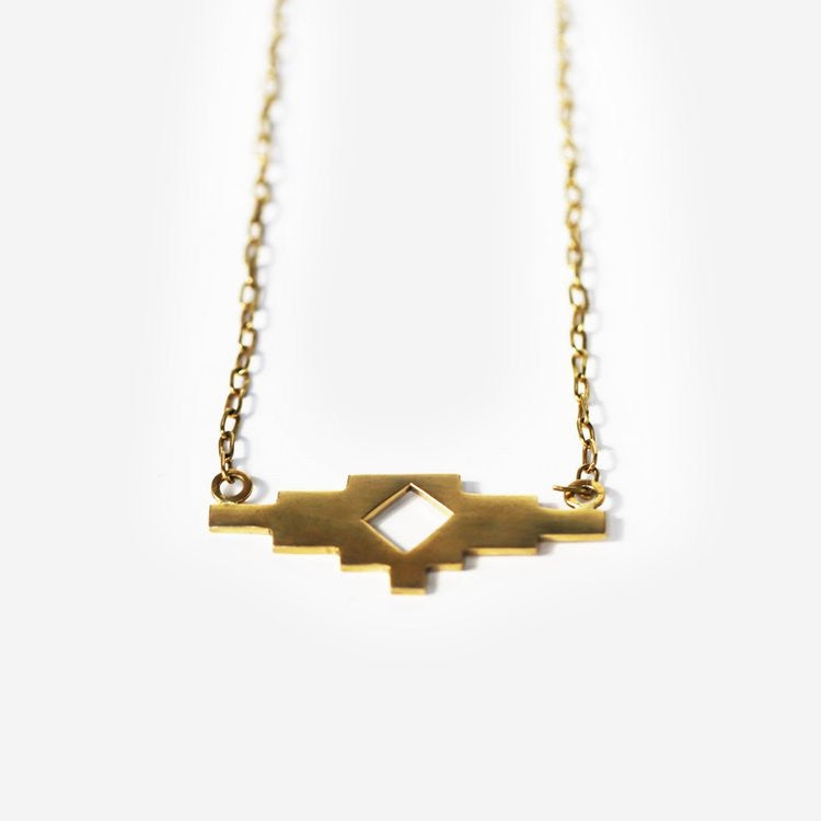 Jela Pendant Brass Necklace