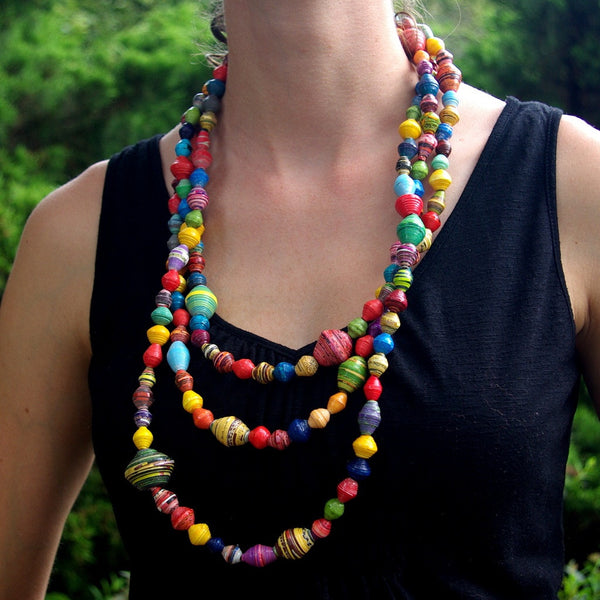 KANZI Recycled Paper Bead Necklace