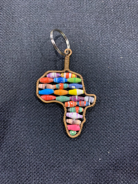 Paper Bead Africa Keychain