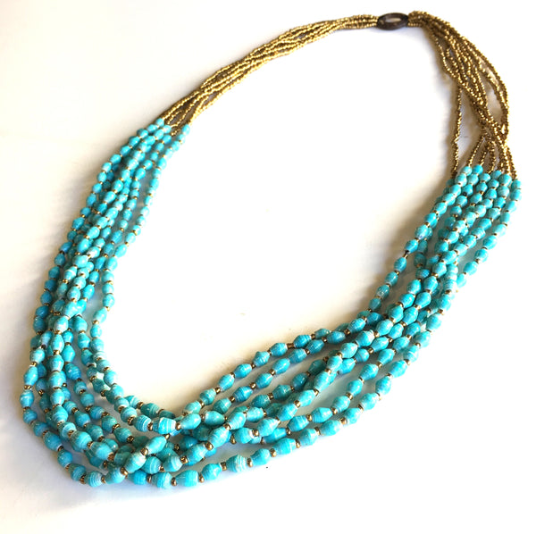 Maasai Seven Strand Recycled Paper Bead Necklace
